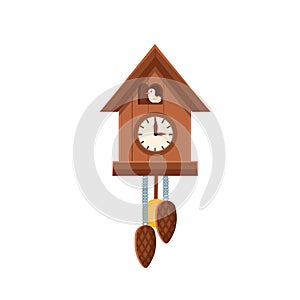 Cuckoo-clock. Cartoon vector illustration isolated on white background.